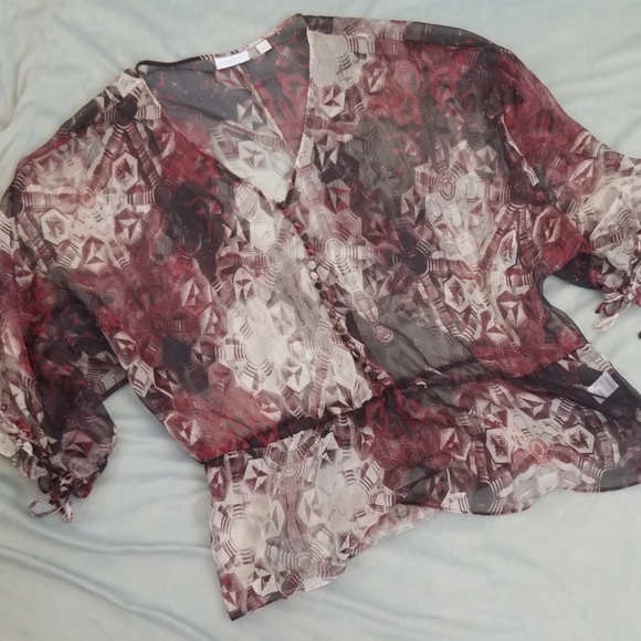 New York & Company Tops - New York & Co. Shear 3/4 Tie Sleeves Vneck Top.